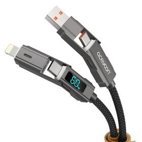 Aceyoon Cable01 4 In 1 Usb C Cable With Wattage Display 60w 5ft Flat Nylon Braided
