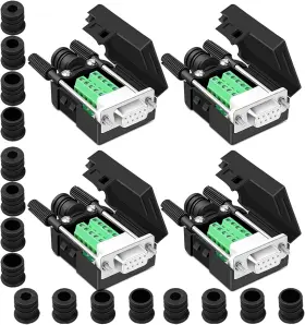 Md151main Anmbest 4pcs Db9 Female Breakout Connector Solderless Rs232 D-sub Serial To Black