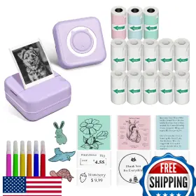 B0d3zd8r5r Aptika Mini Thermal Printer With 14 Rolls Sticky Paper Wireless Bluetooth Photo