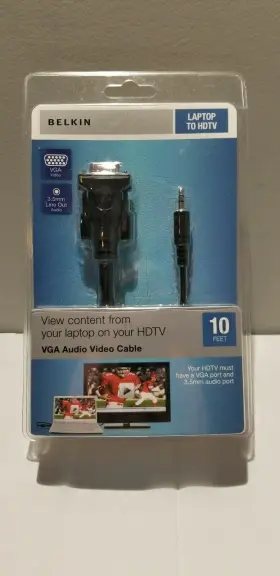 8830-07632 Belkin F3s008-10 Laptop-to-hdtv 10 Feet Vga And 3.5mm Audio Port - New
