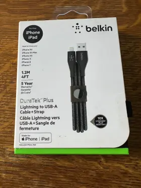 F8j236bt06blk Belkin Duratek Plus Lightning To Usb-a Cable With Strap 4 Foot F8j236bt06blk Belkin Duratek Plus Lightning To Usb-a Cable With Strap 4 Foot