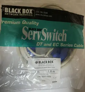 Ehn70001-0006 Black Box Corporation Kvm Cpu Cable Vga Ps/2 Ec And Dt- Series 6ft Serve Switch