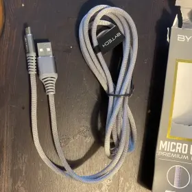 Bytech 805112041336 Premium Fabric Metallic Housing 6ft Micro Usb Cable Gray