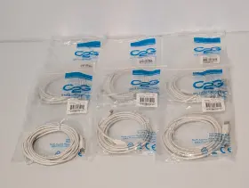 13401 C2g Lot Of 6 5m Usb 2.0 A/b White Connector Cables