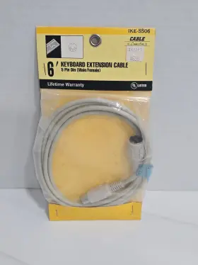 Ike-5506 Cable Connection Vintage 5-pin Din Keyboard 6ft Extension Gold Plated 26 Guage Nos