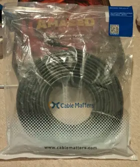 160001-blk-100 Cable Matters New Cat6 Ethernet Patch Cord Utp 24 Awg Black 100ft