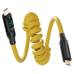 Cer-202410151835 Cerrxian 3.3ft Usb C Coiled Cable With Light Led Display 100w 20gbps Yellow Cer-202410151835 Cerrxian 3.3ft Usb C Coiled Cable With Light Led Display 100w 20gbps Yellow