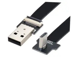 Cy-u2-039-ri-2.0m Cy Usb C Flat Cable 2.0 Male To 90 Degree 2.0m Black Right Angled