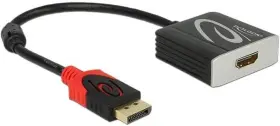 62734  Delock Adaptor Cable Displayport 1.2 Male Hdmi 2 Female Black 4 K 60hz Active