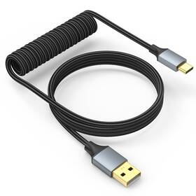 Diooeer Mc515-ckc Coiled Keyboard Cable 5ft - Usb C To A Nylon 5 Feet Black