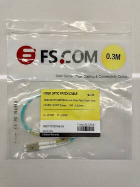 Fs 12018 Fs.com .3m 10gb 50/125 Om3 Multimode Fiber Patch Cable Aqua Lc/upc-lc/upc Duplex