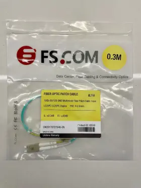 12018 Fs Fs.com .3m 10gb 50/125 Om3 Multimode Fiber Patch Cable Aqua Lc/upc-lc/upc Duplex
