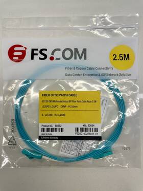 Fs 68572 Fs.com 2.5m 50/125 Om3 Multimode Uniboot Bif Fiber Patch Cable Aqua Lc/upc Ofnr