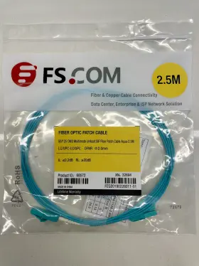 68572 Fs Fs.com 2.5m 50/125 Om3 Multimode Uniboot Bif Fiber Patch Cable Aqua Lc/upc Ofnr