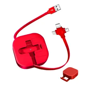 S-usb23 Gartmost Three In One Charging Cable Cord. 3 1 Retractable. Red