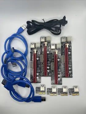 Ver.su-103e High Power 4-pack Pcie 1x To 16x Powered Usb3.0 Gpu Riser Extender Sata 4x Cable