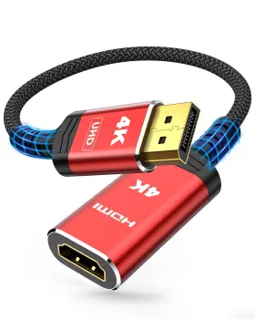 4kdphdmi-02m-fmvine-ss Highwings 4k Displayport To Hdmi Cable Adapter Dp 0.66 Feet Red