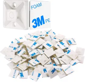 Hls4u 313056842853 500 Pcs 3/4 Inch White Self Adhesive Cable Zip Tie Mounts Wire Clips Holders Squares
