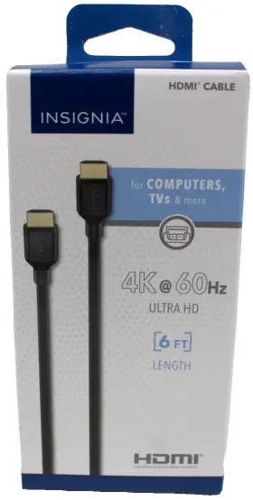 Insignia 600603303739 Hdmi Cable 4k Ultra Hd Ready Pc And Mac Computers Tv 6 Feet High Def