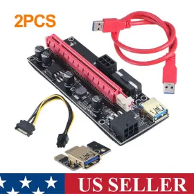 Jahy2tech 883148855363 2pack Pci-e 1x To 16x Powered Usb3.0 Gpu Riser Extender Adapter Card Board Cable