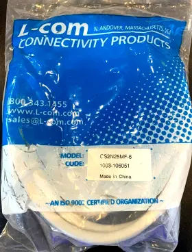 Cs2n25mf-6 L-com New-in-bag Molded D-sub Cable Db25 Male/female 6ft Cs2n25mf-6 L-com New-in-bag Molded D-sub Cable Db25 Male/female 6ft