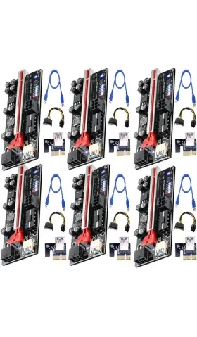 Vero10s Liazimps 6 Pack Pcle Riser 1x To 16x Gpu Mining Card Powered
