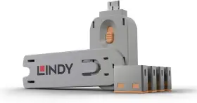 40453 Lindy Usb Port Blocker - Pack Of 4 Orange