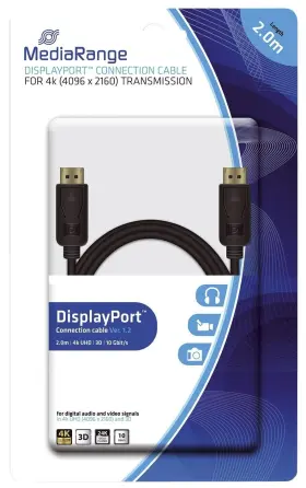 Mrcs159 Mediarange Displayport Connection Cable With Gold Plated Contacts 10gb Data Tra