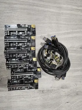 009c Minerparts 757347623910 Pcie Riser Pci-e 1x 6 Pack Usb Dual 6pin Adapter Card Ver 8 Cap