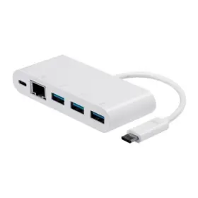 15250 Monoprice Select Series Usb-c To 3x Usb-a 3.0 Gigabit Ethernet