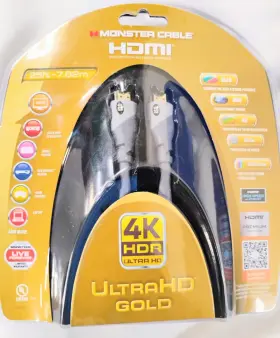 140869-00 Monster Cable Hdmi 4k Hdr Ultra Hd Gold High Speed Premium 21 Gbps 1080p 25ft 140869-00 Monster Cable Hdmi 4k Hdr Ultra Hd Gold High Speed Premium 21 Gbps 1080p 25ft