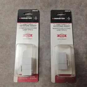 Jhiu0100 Monster Just Hook It Up Usb Type C Keystone Insert White Lot Of 2