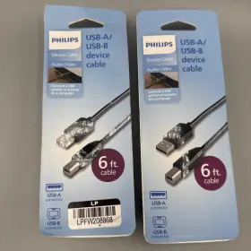 76256368 Philips Set Of 2 Usb 2.0 Device Cable - 6ft 76256368 Philips Set Of 2 Usb 2.0 Device Cable - 6ft
