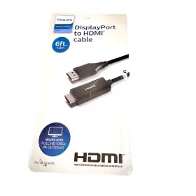 Swv9216g Philips Swv9216g/27 Displayport To Hdmi Cable 6ft 4k Uhd 1080p Adapter New