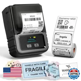 B0942p332q Phomemo M120 Bluetooth Label Maker - Portable Thermal Barcode Printer With App