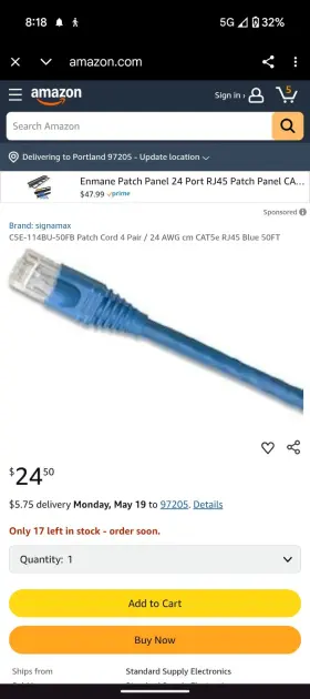 C5e-114bu-50fb Signamax Patch Cord