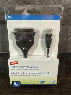 18807 Staples / Usb Parallel Printer Adapter 5 Ft/pi 1.5m New And Sealed 18807 Staples / Usb Parallel Printer Adapter 5 Ft/pi 1.5m New And Sealed