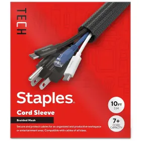 St62391 Staples Tech 10ft Cord Sleeve Black