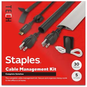 St62395 Staples Tech Cable Management Kit Black 30/pack