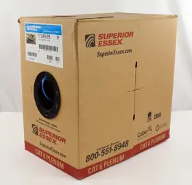 77-240-2b Superior Essex New 4-pair 1000ft Cat6 Plenum Blue Ethernet Cable Box