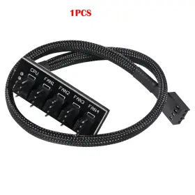 Tlz-426 Techzone 4-pin Pwm Fan Hub 1 To 5 Way Splitter Power Extension Cable For Pc Case Fans