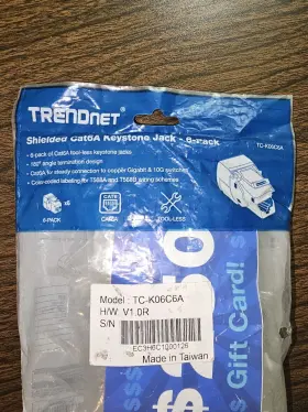 Tc-k06c6a Trendnet New Shielded Cat6a Keystone Jack 6-pack Bundle 180deg Angle Tc-k06c6a Trendnet New Shielded Cat6a Keystone Jack 6-pack Bundle 180deg Angle