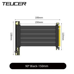 Turbo-roofinds 313100764780 Teucer Pcie 4.0 16x Riser Cable Graphics Card Extension 15cm/20cm Flexible