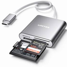 Unitek Y-9324bgy Usb C Sd Card Reader Aluminum 3-slot 3.0 Type-c Flash Memory Card