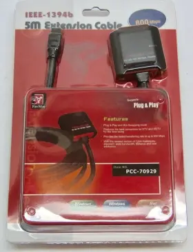 Ieee-1394b Unkn Pcc-70929 New 5m 15ft Active Firewire Extension Repeater Cable W Inch