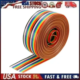 A18050400ux0324 Uxcell Flat Ribbon Cable 20p Rainbow Idc Wire 1.27mm Pitch 3 Meters Long