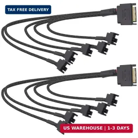 Yr-250039dl1 Yarchonn Sata To Fan Splitter Adapter Power Cable 15 Pin 5 X 3 / 4 12v Pc