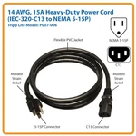 Eaton 6FT Standard 14 Awg Power Cable 5-15P Iec C13 New. Price: $21.59.