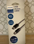 Philips Usb Device Cable, 6 / Male,black,distressed Box,new. Price: $12.99.