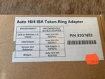 Ibm 92G7638 92G7632 Isa 16/4 Auto Token Ring Adapter, Card, Board W/ New Cable Open. Price: $39.95.